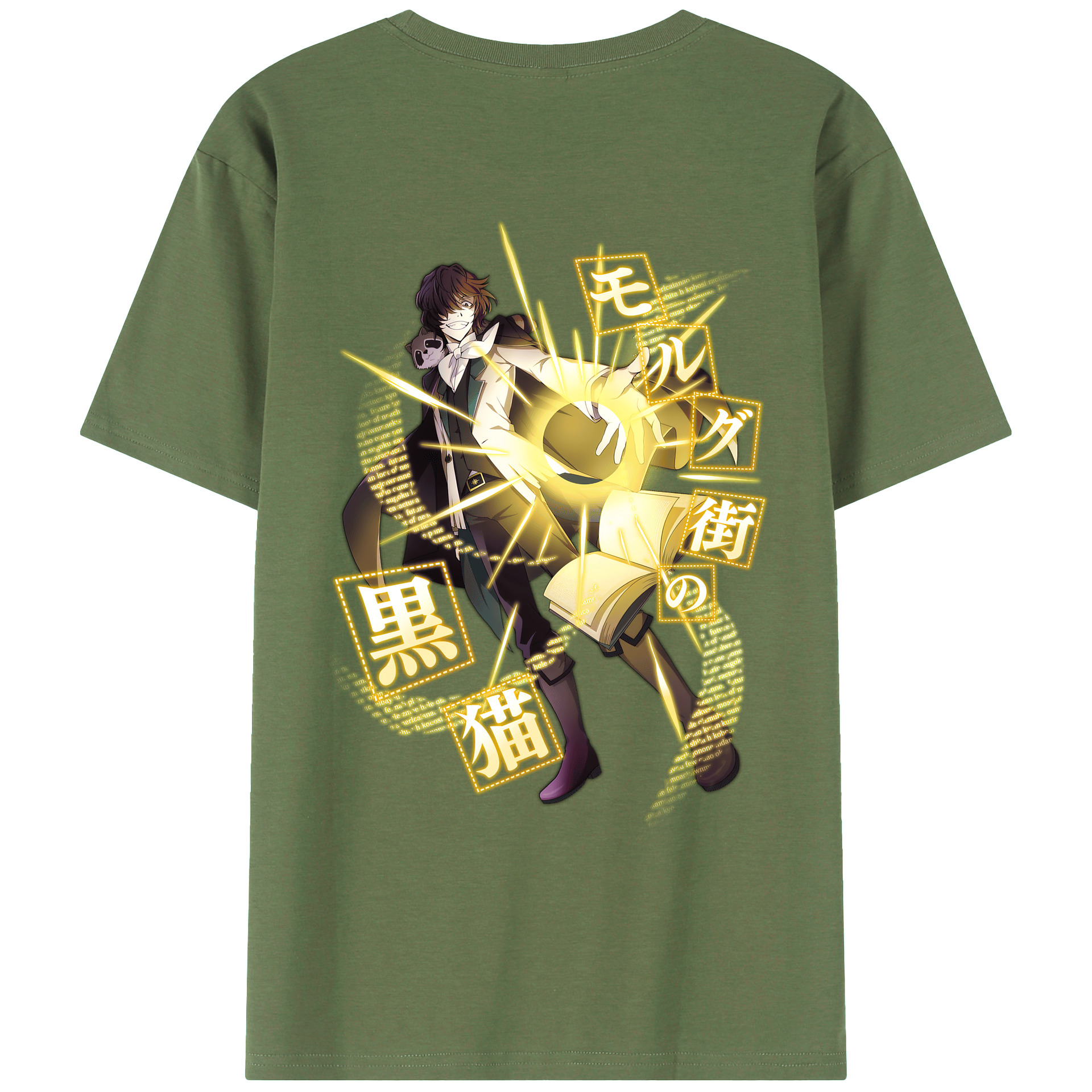 文豪ストレイドッグス Bungo Stray Dogs 綿100％ メンズ半袖Tシャツ（バックプリント） 通気性